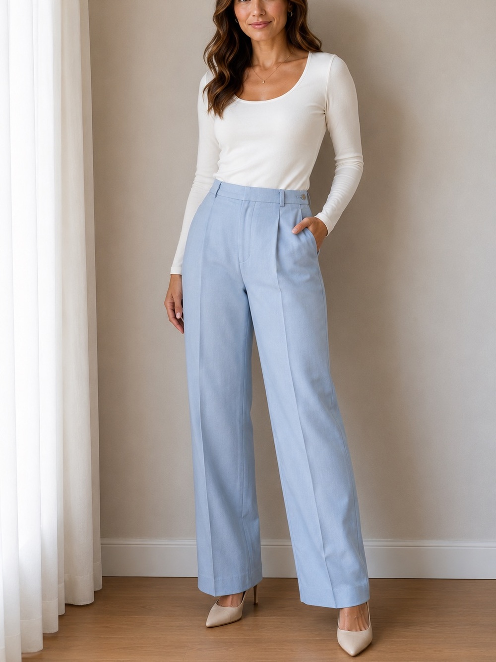 Talbots Women’s 10 Blue Lined Straight Leg Dress Pants Pockets Italian Fabric